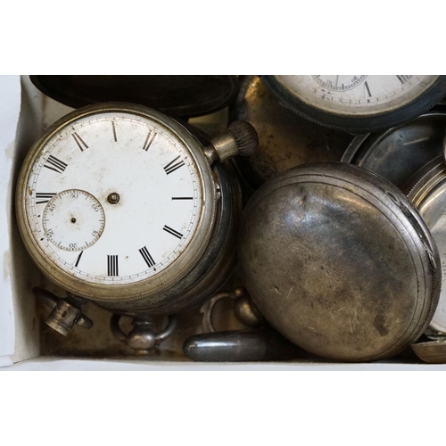 514 - Collection of silver pocket watches and a selection of silver pocket watch cases. Watch cases all ha... 