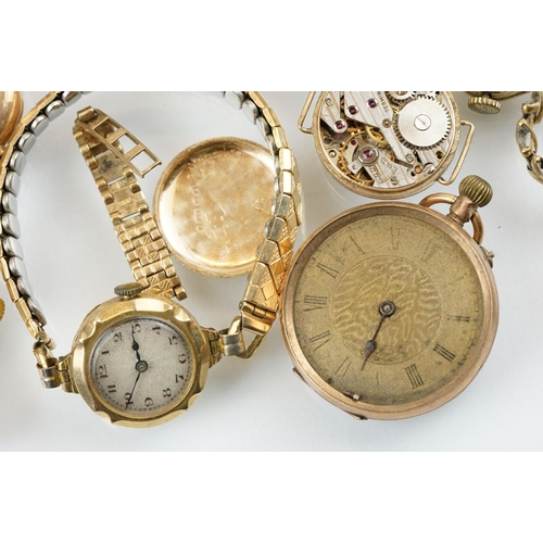 515 - Collection of 9ct gold cased vintage wrist watches including some on rolled gold or gold tone expand... 