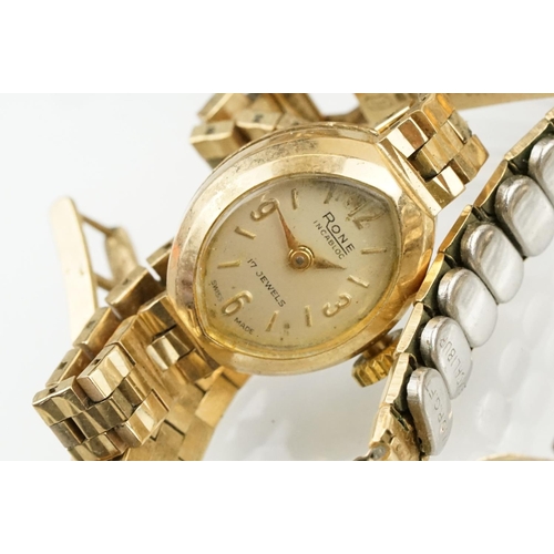 515 - Collection of 9ct gold cased vintage wrist watches including some on rolled gold or gold tone expand... 