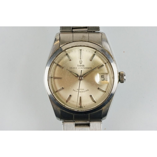 516 - Tudor Prince Oysterdate rotor self winding wrist watch having a silvered dial, date aperture to thre... 