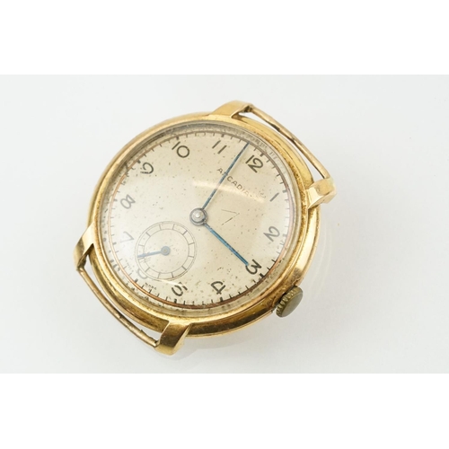 518 - Art Deco Rolex 9ct gold wrist watch having a silvered dial with arabic numerals to the chapter ring,... 