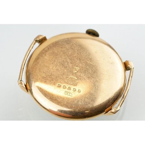 518 - Art Deco Rolex 9ct gold wrist watch having a silvered dial with arabic numerals to the chapter ring,... 