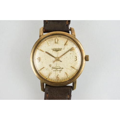 519 - Longines Flagship automatic wrist watch having a round face with arabic and baton numerals to the ch... 