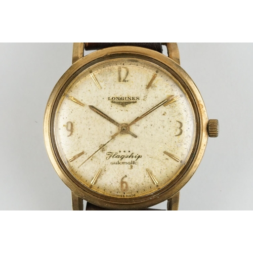 519 - Longines Flagship automatic wrist watch having a round face with arabic and baton numerals to the ch... 