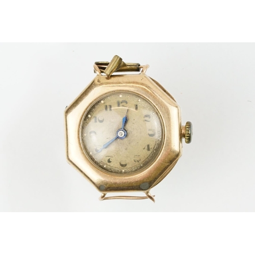 522 - Collection of gold case watches most of Art Deco era. All hallmarked or marked 9ct within case. As f... 