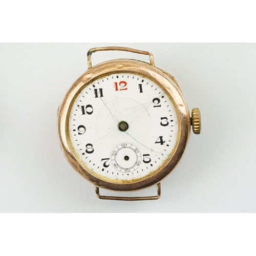 522 - Collection of gold case watches most of Art Deco era. All hallmarked or marked 9ct within case. As f... 