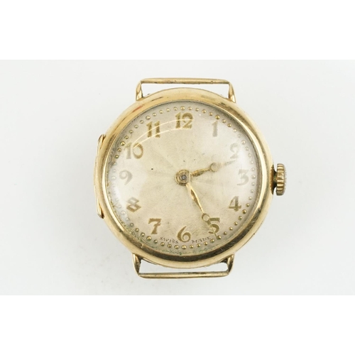 524 - Group of five mid Century gold wrist watches to include a square faced 18ct gold cased watch, the ot... 