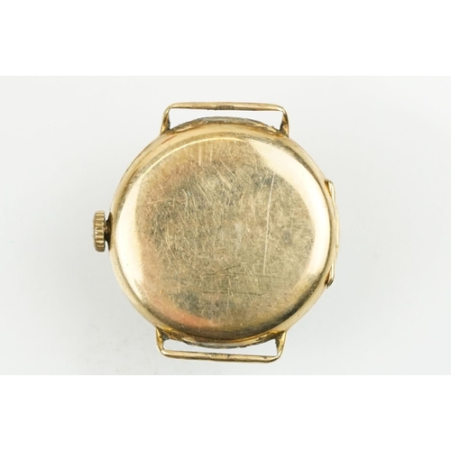 524 - Group of five mid Century gold wrist watches to include a square faced 18ct gold cased watch, the ot... 