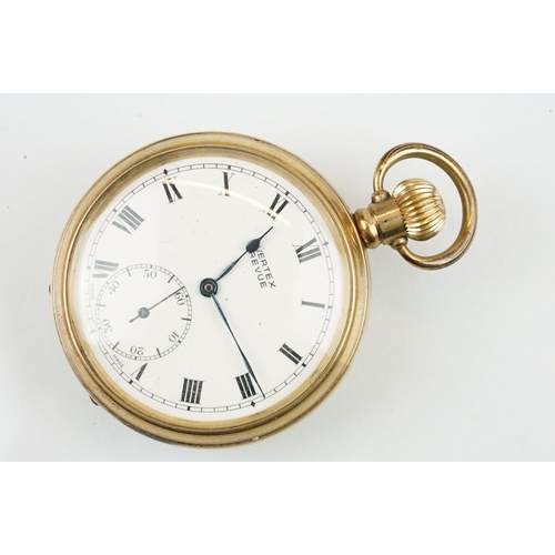 525 - Two early 20th Century gold plated open face pocket watches to include one marked Vertex Revue. Each... 