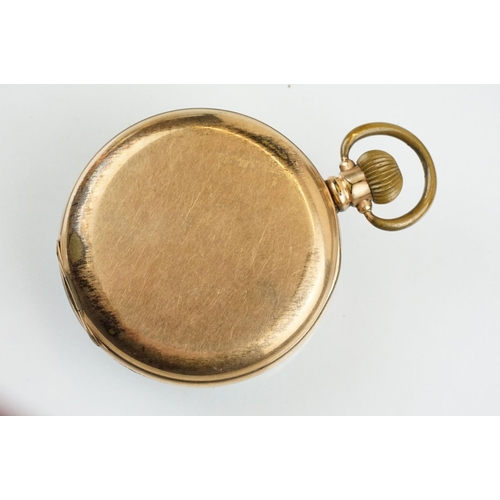 525 - Two early 20th Century gold plated open face pocket watches to include one marked Vertex Revue. Each... 