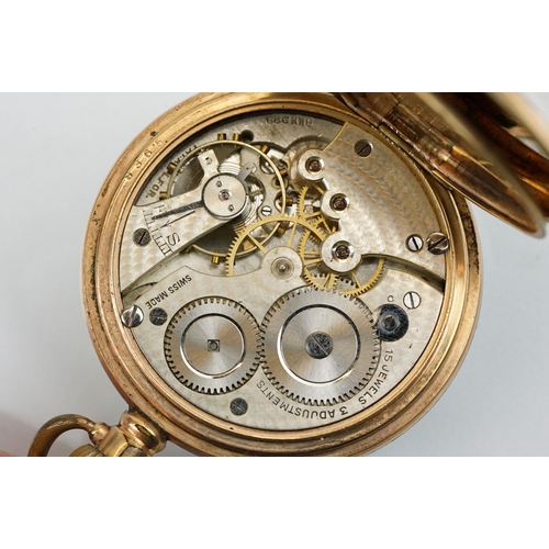 525 - Two early 20th Century gold plated open face pocket watches to include one marked Vertex Revue. Each... 