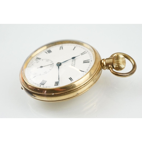 525 - Two early 20th Century gold plated open face pocket watches to include one marked Vertex Revue. Each... 