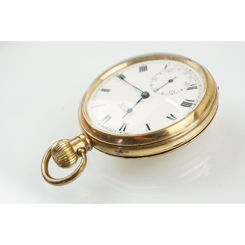 525 - Two early 20th Century gold plated open face pocket watches to include one marked Vertex Revue. Each... 