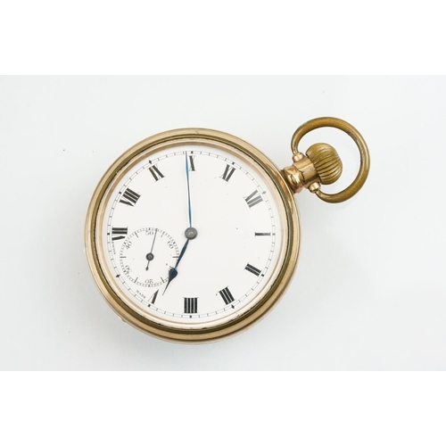 525 - Two early 20th Century gold plated open face pocket watches to include one marked Vertex Revue. Each... 