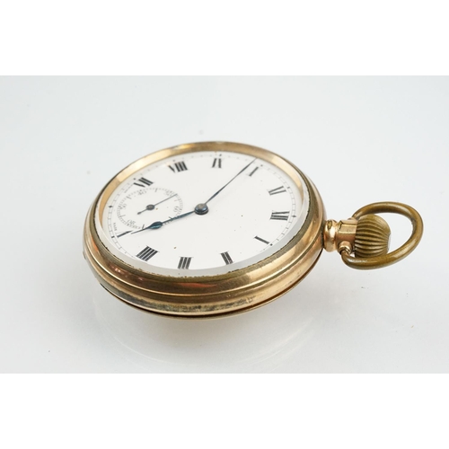 525 - Two early 20th Century gold plated open face pocket watches to include one marked Vertex Revue. Each... 