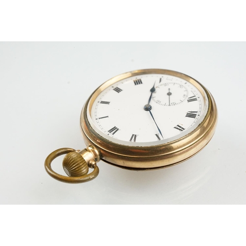 525 - Two early 20th Century gold plated open face pocket watches to include one marked Vertex Revue. Each... 