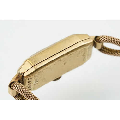 526 - Art Deco 9ct gold dress watch having a rectangular face with arabic numerals to the chapter ring, se... 