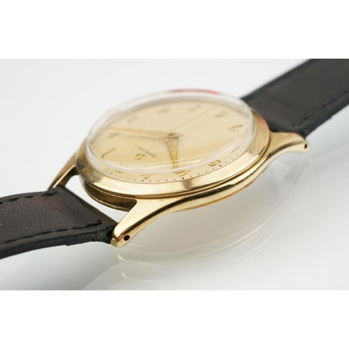 529 - Vintage mid 20th Century Omega 9ct gold cased gentleman's wrist watch. The watch having a round dial... 