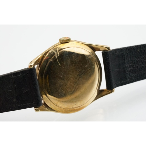 529 - Vintage mid 20th Century Omega 9ct gold cased gentleman's wrist watch. The watch having a round dial... 