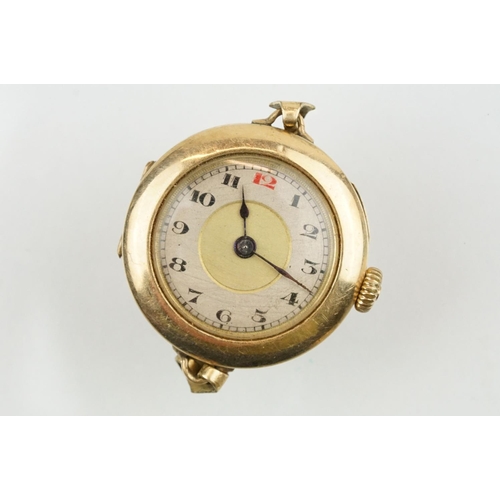 530 - Four early 20th Century 9ct gold wrist watches, three with unsigned movements, one with movement sig... 