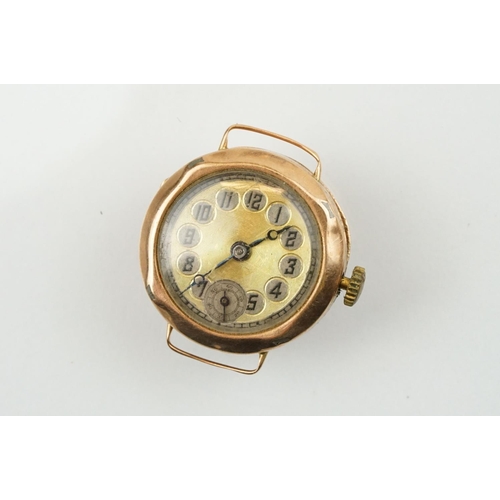 530 - Four early 20th Century 9ct gold wrist watches, three with unsigned movements, one with movement sig... 