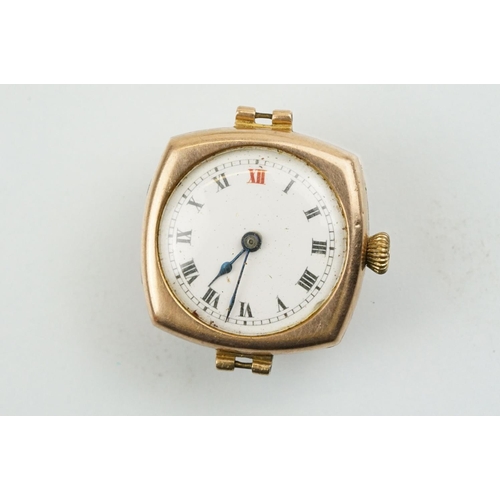 530 - Four early 20th Century 9ct gold wrist watches, three with unsigned movements, one with movement sig... 