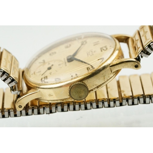 531 - Smiths De Luxe 9ct gold cased gentlemen's wrist watch having a round face with arabic numerals to th... 