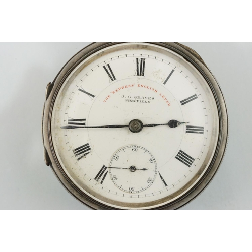 535 - Early 20th Century Edwardian silver 'the Express English Lever' pocket watch. The watch having a whi... 