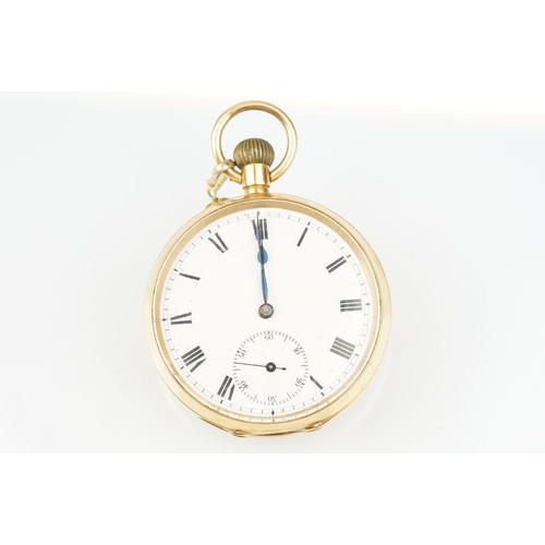 536 - 15ct gold open face pocket watch having a white enamelled dial with arabic numerals to the chapter r... 