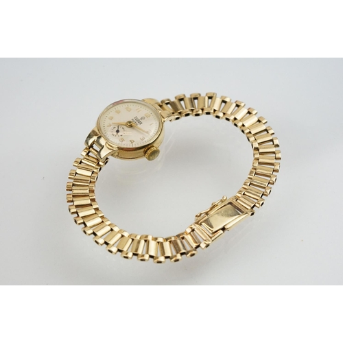 537 - Tudor Royal hallmarked 9ct gold cocktail watch having a round face with arabic numerals to the chapt... 