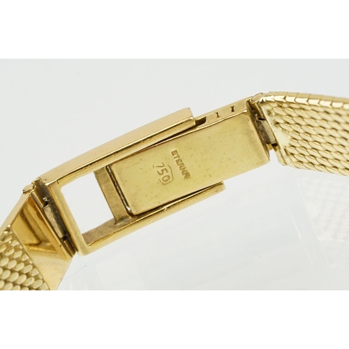 542 - 18ct gold ladies Eterna-matic 18ct gold cocktail wrist watch having a round face with baton markers ... 