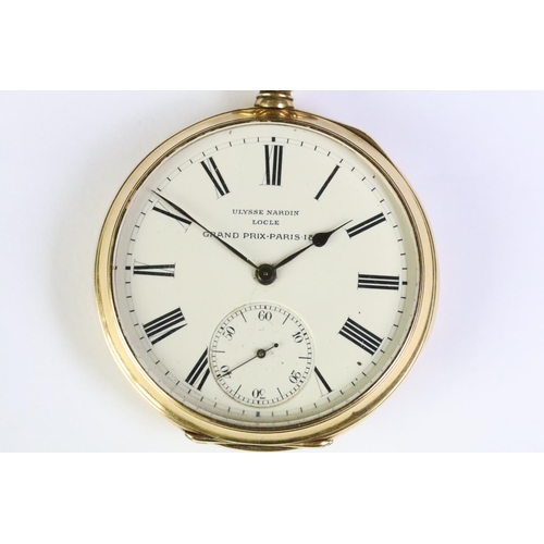 430A - Ulysse Nardin Locle Grand Prix Paris 1889 18ct gold open face pocket watch having a moulded back com... 