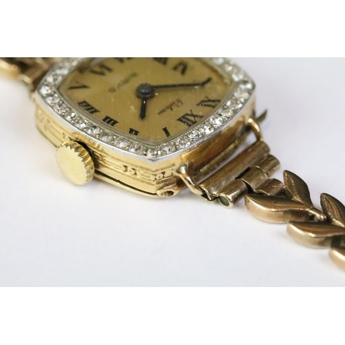 548 - Mid Century vintage 18ct gold and diamond Rideau ladies wrist watch. The watch having a square face ... 