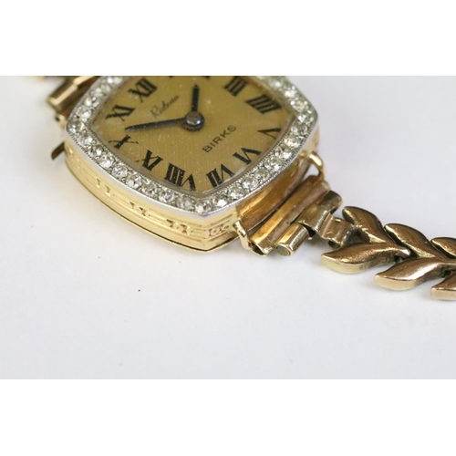 548 - Mid Century vintage 18ct gold and diamond Rideau ladies wrist watch. The watch having a square face ... 