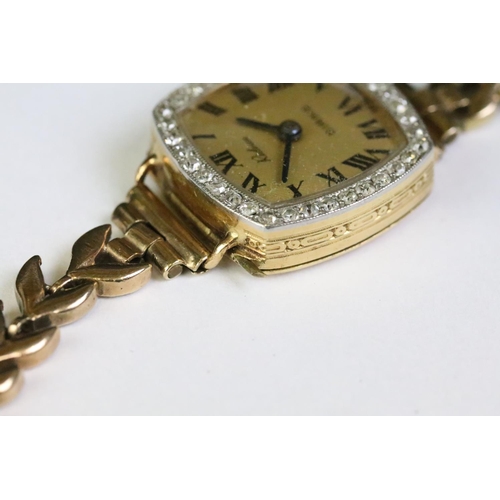 548 - Mid Century vintage 18ct gold and diamond Rideau ladies wrist watch. The watch having a square face ... 