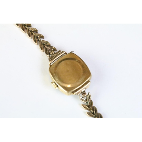 548 - Mid Century vintage 18ct gold and diamond Rideau ladies wrist watch. The watch having a square face ... 