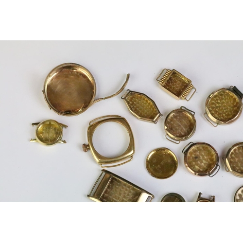 549 - Collection of gold watch cases to include eight 9ct cases and five 18ct gold cases. All as found.