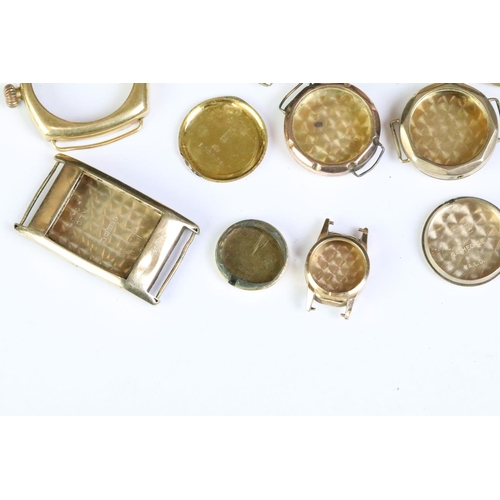 549 - Collection of gold watch cases to include eight 9ct cases and five 18ct gold cases. All as found.