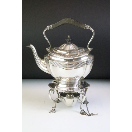 550 - Early 20th Century four piece silver hallmarked tea set to include tea pot, twin handled sugar bowl,... 