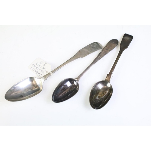 575 - Group of five silver spoons to include a 18th Century spoon (hallmarked London 1761), two Irish silv... 