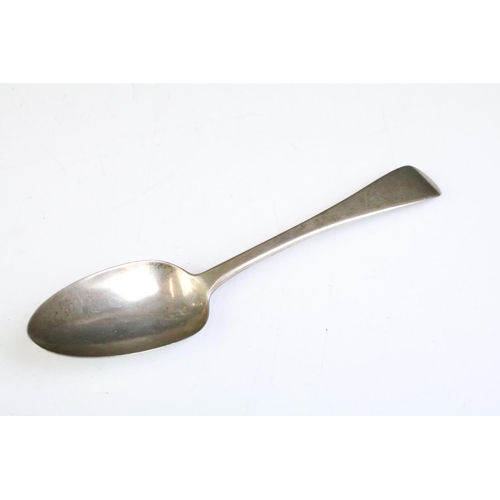 580 - Three silver hallmarked spoons including a Victorian rounded terminal spoon (hallmarked London 1852)... 