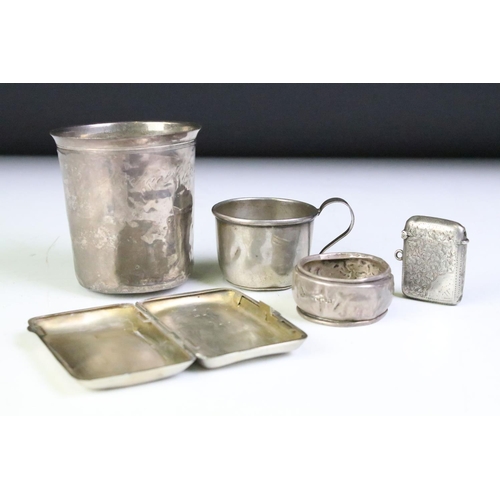 590 - Collection of assorted silver to include a French silver cup (minerva mark to rim), smaller American... 