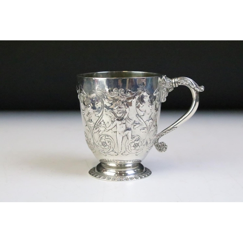 592 - Early 20th Century Elkington & Co silver hallmarked christening cup having moulded centaur and putti... 