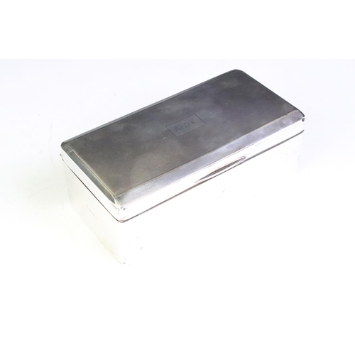 603 - Early 20th Century silver hallmarked cigarette box having engine turned details to the lid along wit... 