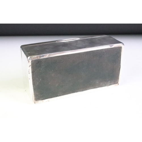 603 - Early 20th Century silver hallmarked cigarette box having engine turned details to the lid along wit... 