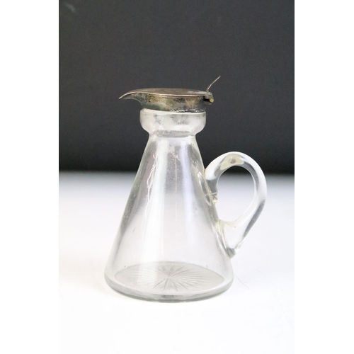 613 - Group of silver items to include an Edwardian silver topped whisky toddy jug with glass body (hallma... 