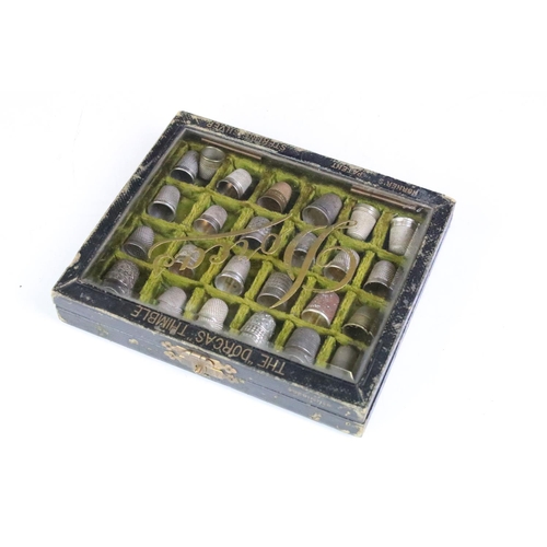 619 - Charles Horner Dorcas Victorian thimble shop display thimble stand together with a collection of ass... 