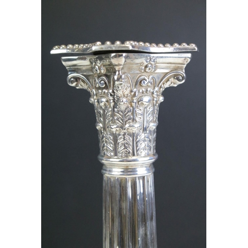 620 - Pair of 19th Century Victorian silver hallmarked candlesticks of neoclassical style in the form of C... 