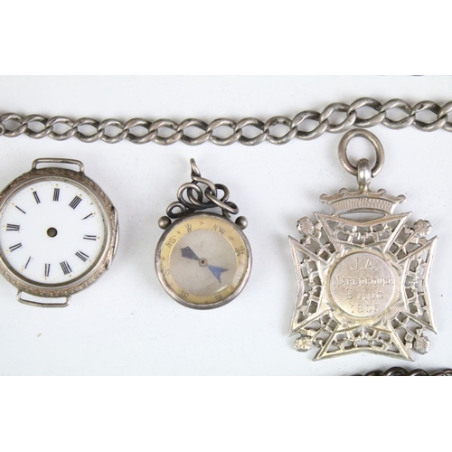 555 - Collection of silver watches to include a silver open faced pocket watch, two early 20th Century sil... 