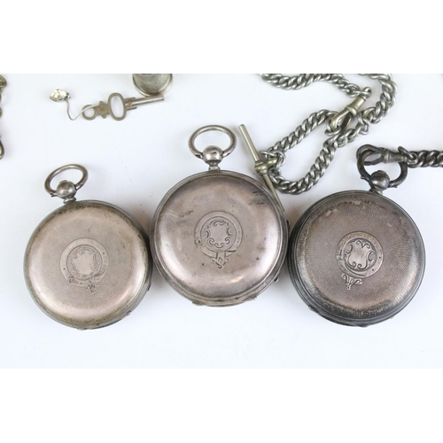 559 - Three 19th Century Victorian silver open faced pocket watches to include ' The Plan Watch', a H Samu... 